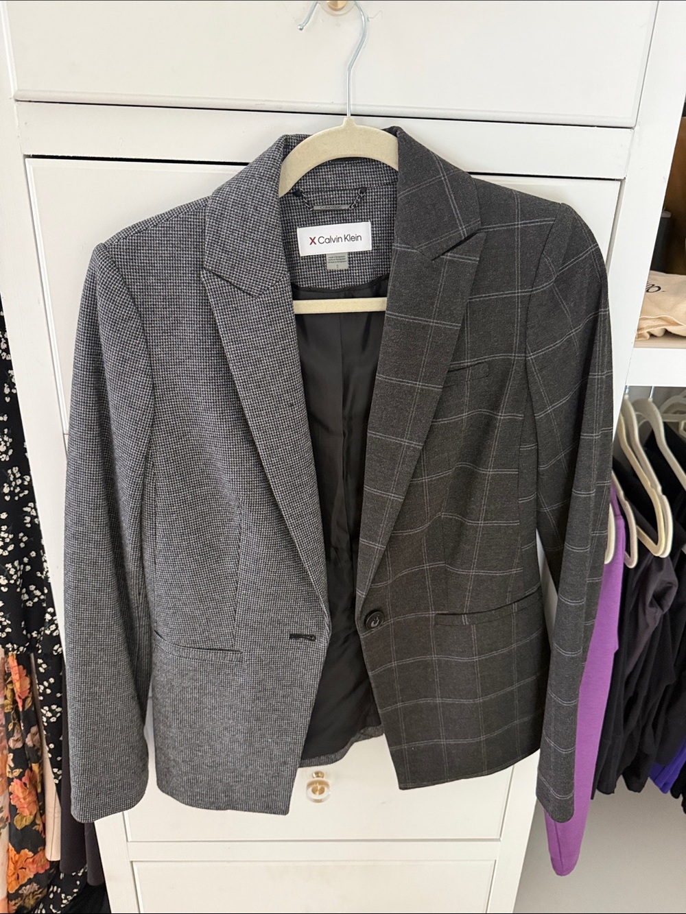 Calvin Klein Two-Tone Gray Patterned Women's Blazer